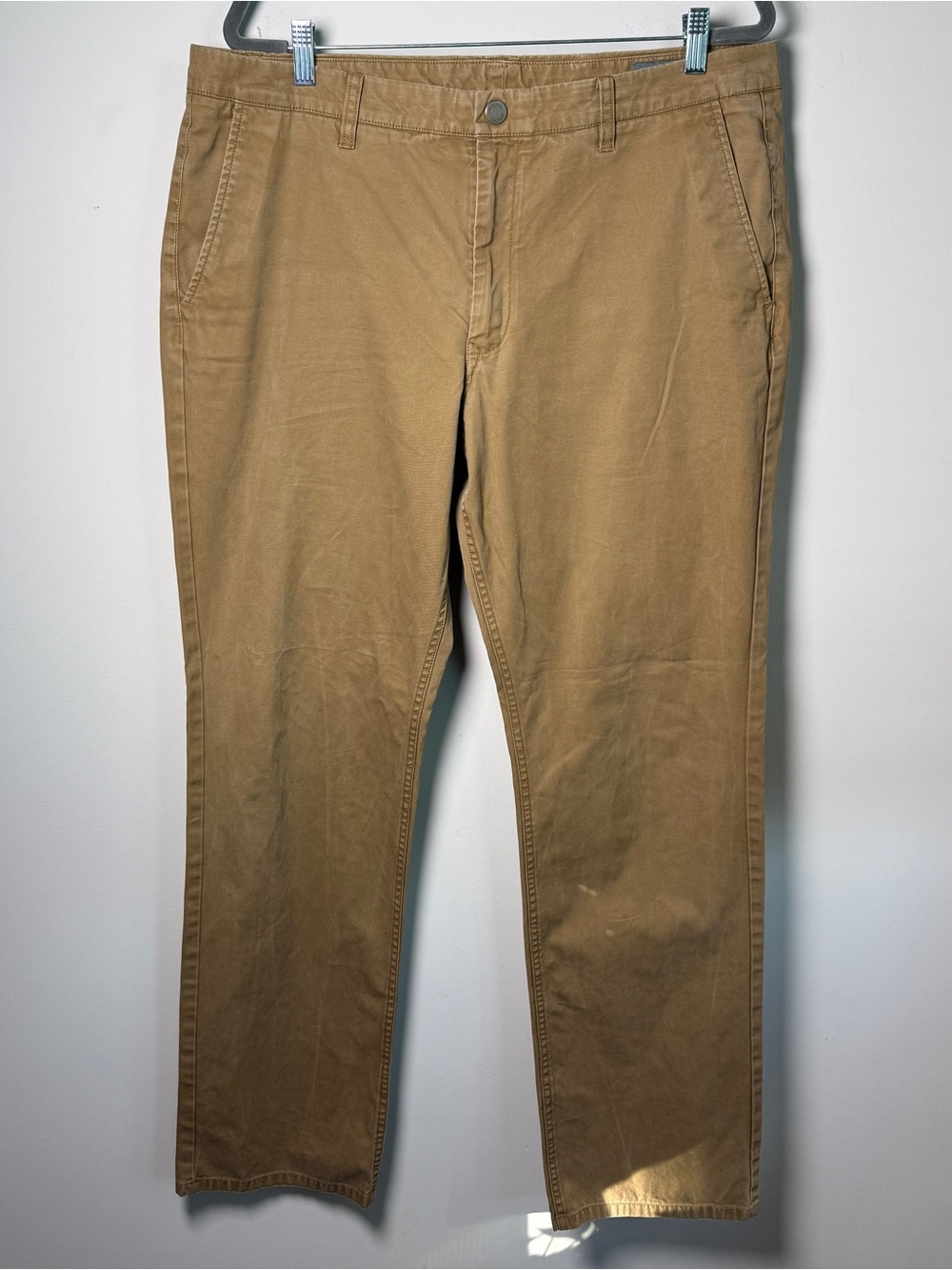BONOBOS Straight Leg Chino Pants Men’s 38x34 Khaki Tan Cotton Flat Front Preppy